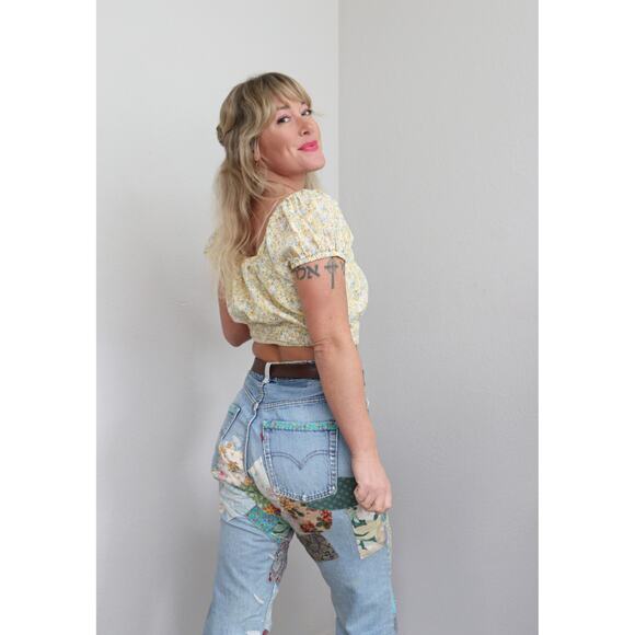 Early 1980s Vintage Levi's USA Made 505 Hand Patched Jeans Women's SM MD 31" 32" - Picture 10 of 11